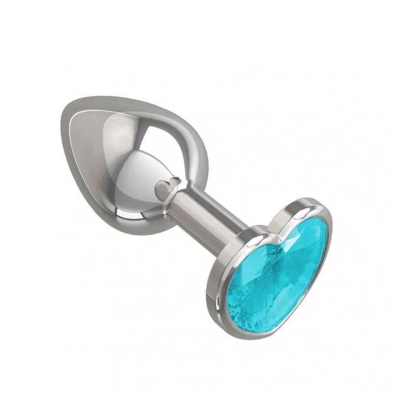 втулка анальная silver с голубым кристаллом в 