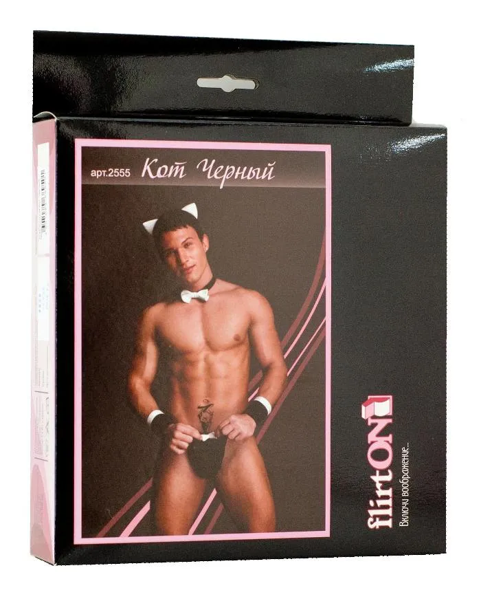 Эротическое костюм мужской кот flirton, черно-белый (46-48) в 