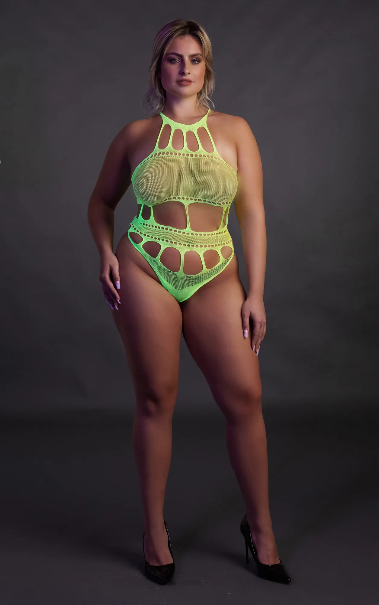 Эротическое боди with grecian neckline - neon green - xl/xxxxl в 