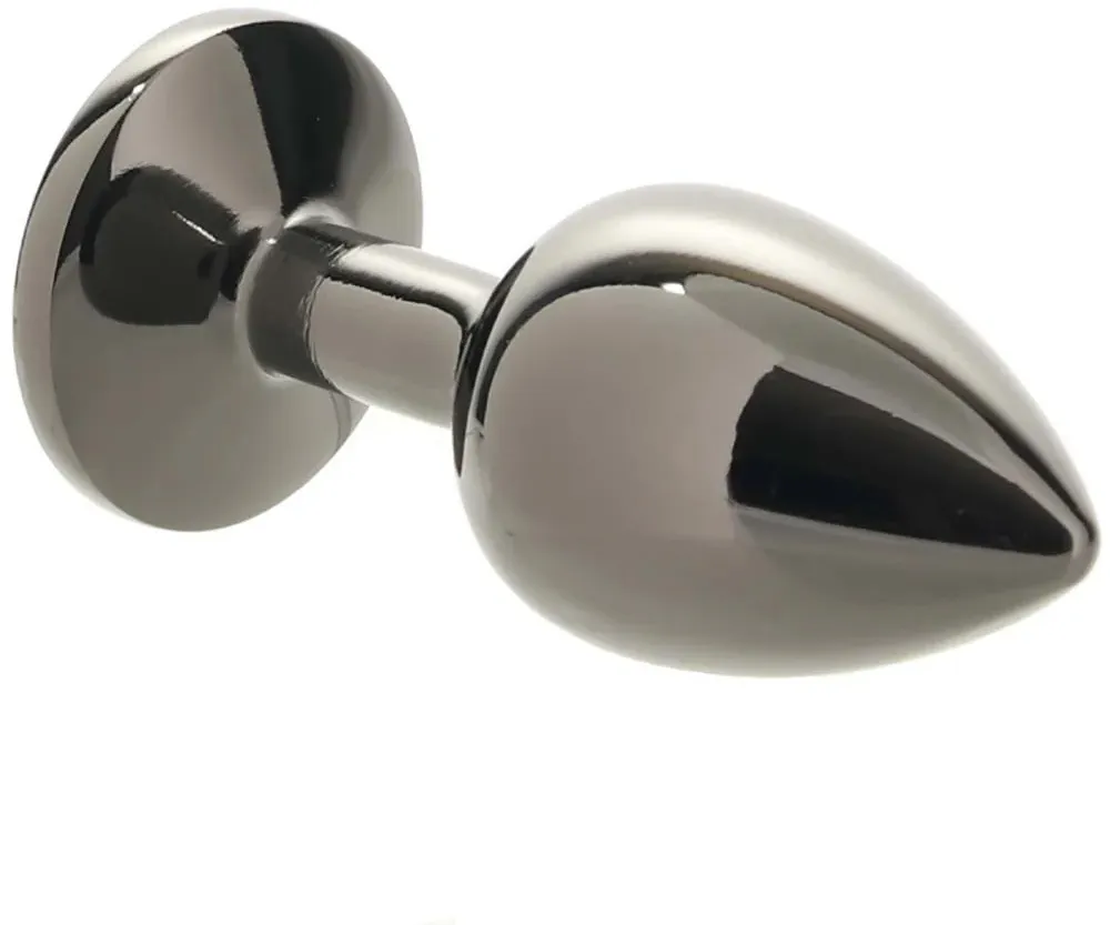 черная алюминивая анальная пробка с кристаллом large в 