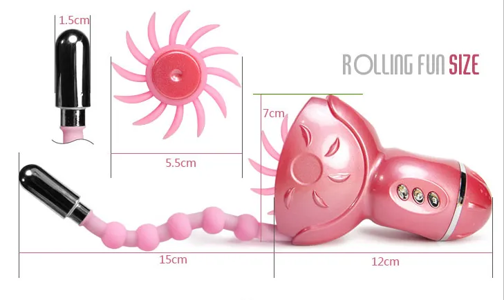 клиторальный стимулятор с вагинальным отростком rolling fun bi-014100-1 в 