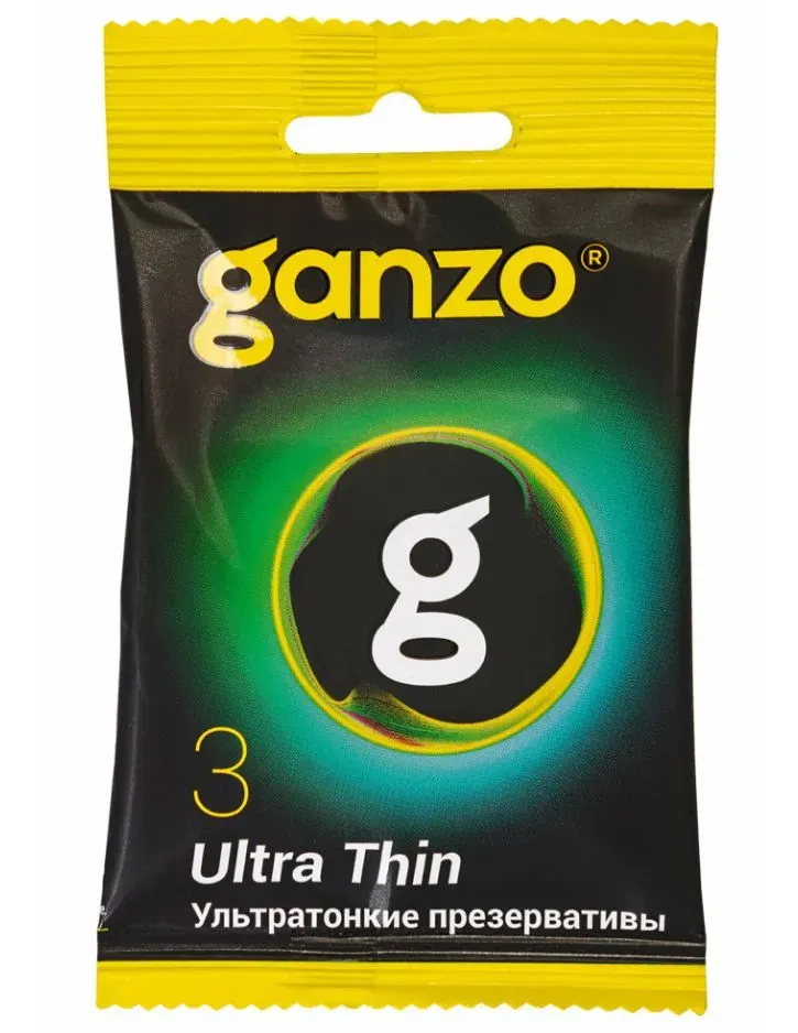 презервативы ультратонкие ganzo ultra thin 3шт. в пакете black edition в 