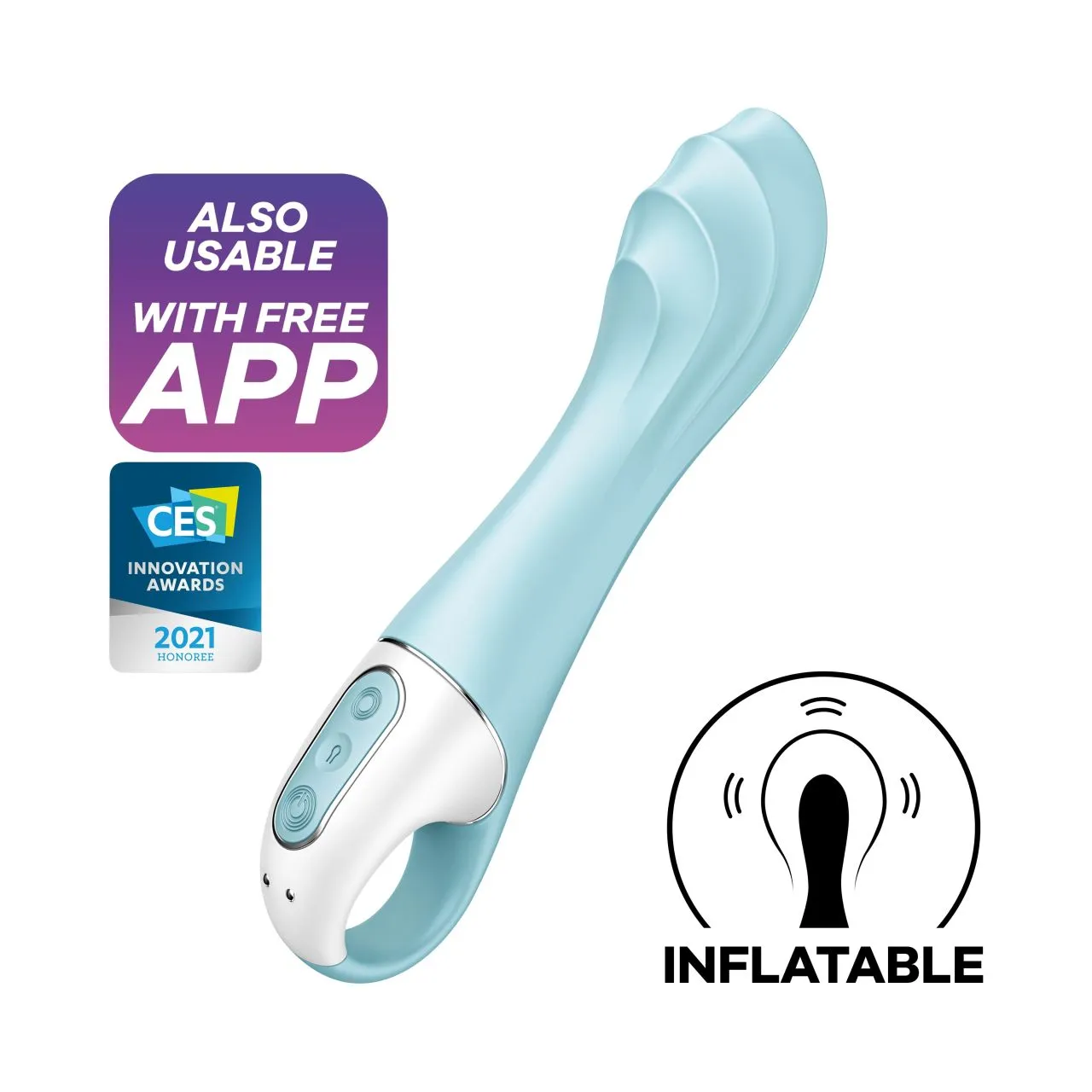вибромассажер air pump vibrator 5 connect app (blue) в 