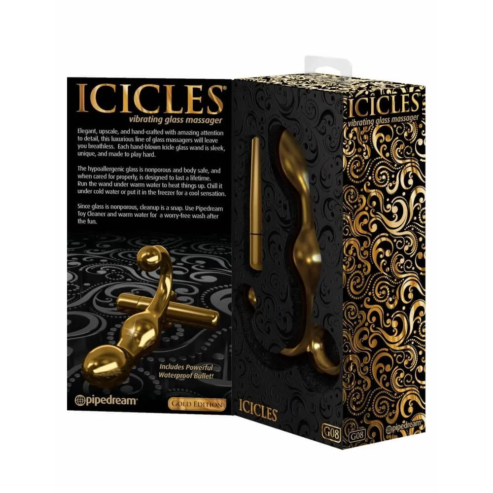 стимулятор pipedream icicles gold edition g08, с вибрацией, золото в 