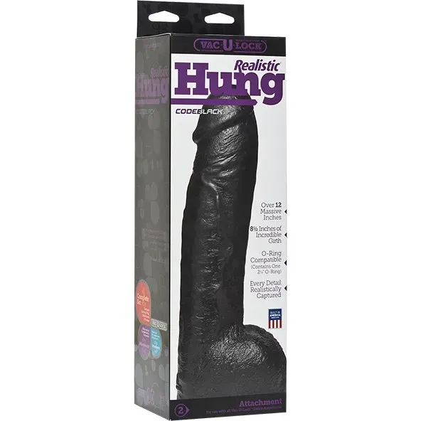 насадка фаллоимитатор черная hung vac-u-lock codeblack - doc johnson made in usa в 