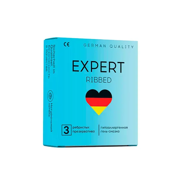 презервативы expert ribbed №3, ребристые, 3 шт в 