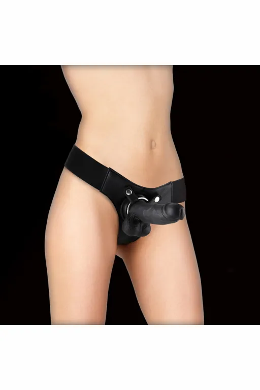 страпон с кожаными трусиками realistic - 8 inch в 