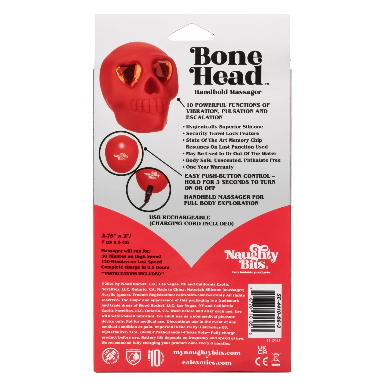 вибромассажер в форме черепа naughty bits bone head в 