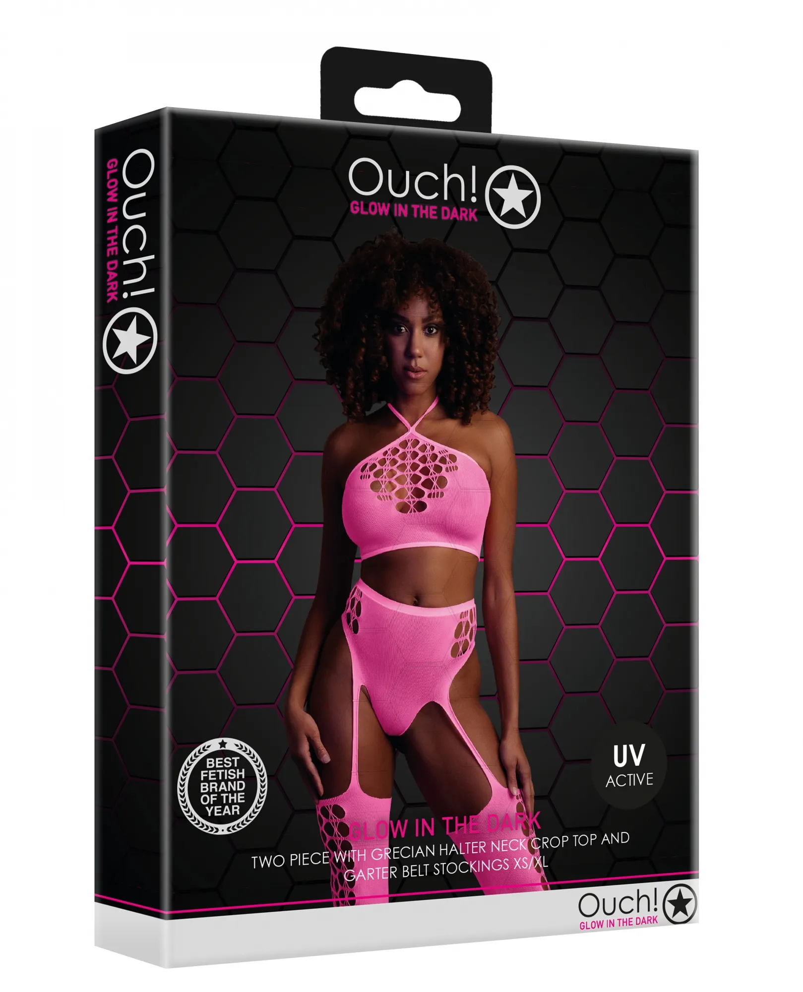 Неон Комплект из топа с трусиками и чулками - XS/XL