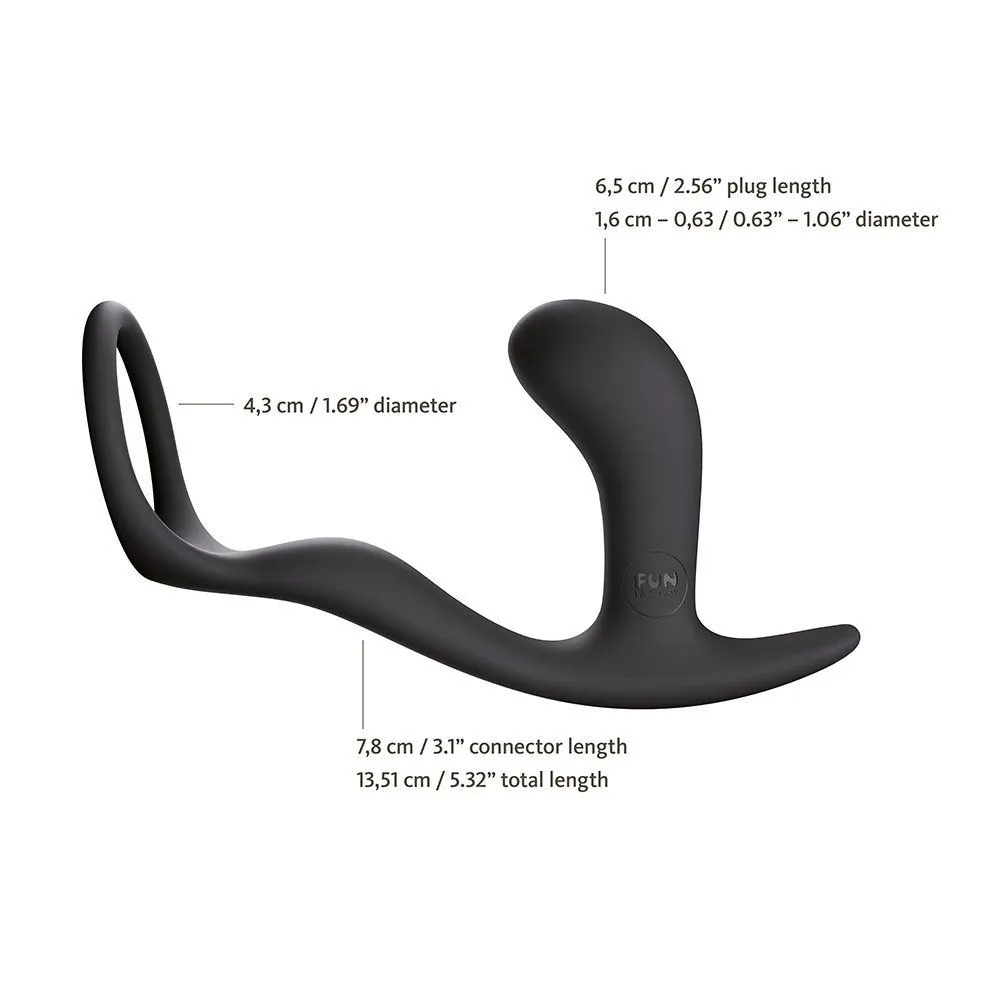 кольцо эрекционное с пробкой fun factory bootie ring, чёрное в 