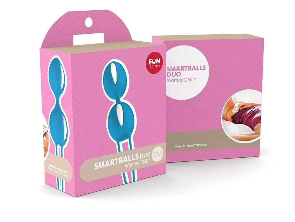 вагинальные шарики fun factory smartballs duo, ярко-голубые в 