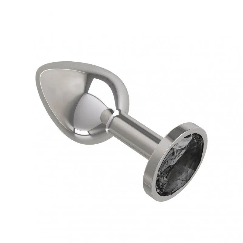 анальная втулка silver с черным кристаллом в 