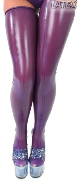 Эротическое чулки из латекса latexas фиолетовые, l в 