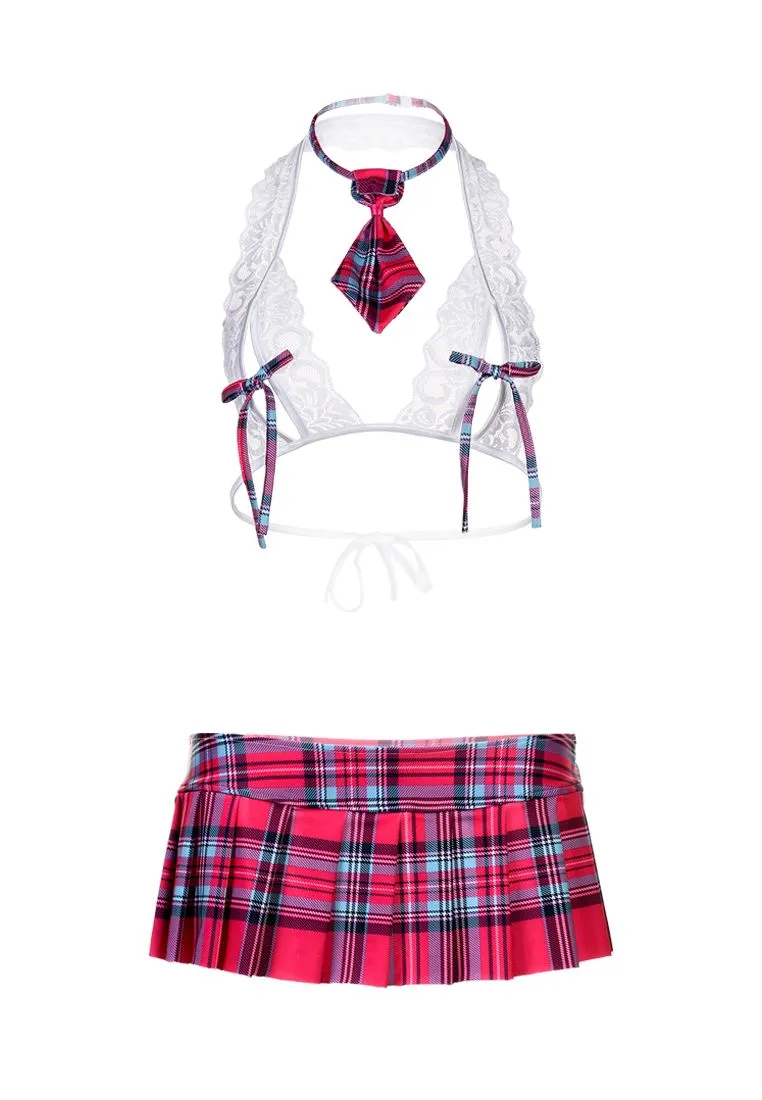 Эротическое костюм школьницы candy girl alexis (топ, юбка, галстук), розовый, os в 