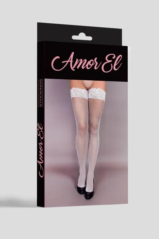 Эротическое чулки в мелкую сетку rosa vintage с рисунком сзади s/l белые в 