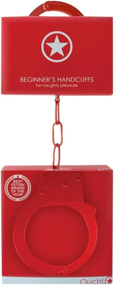 Металлические наручники Beginner's Handcuffs, красные