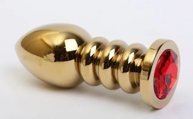 Пробка металл фигурная золото с красным стразом 10,3х3,8см 47424-2MM