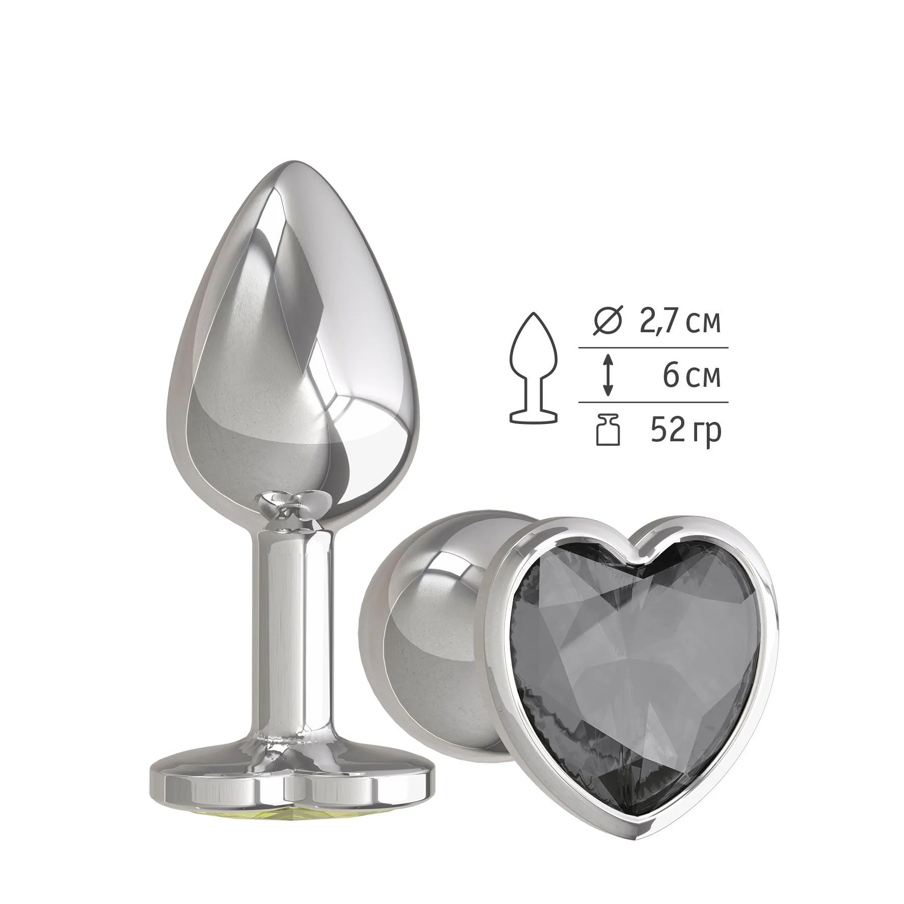 Втулка анальная Silver с черным кристаллом