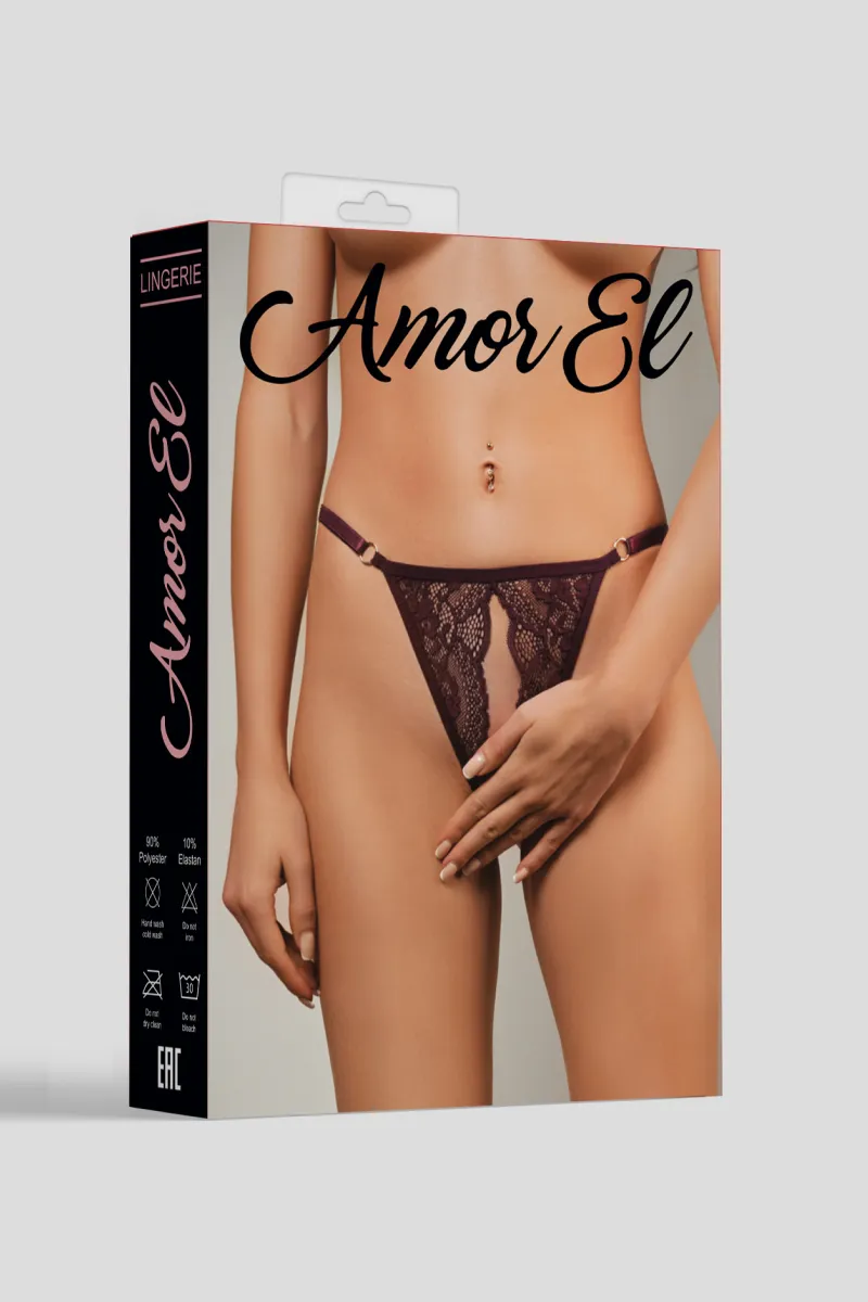 Эротическое бордовые трусики с доступом в 