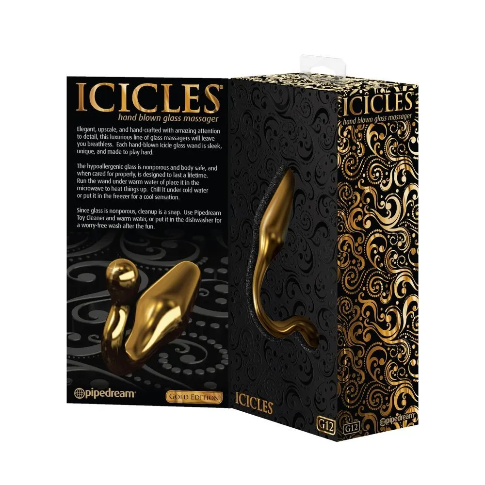 анальная пробка pipedream icicles gold edition g12, стеклянная в 