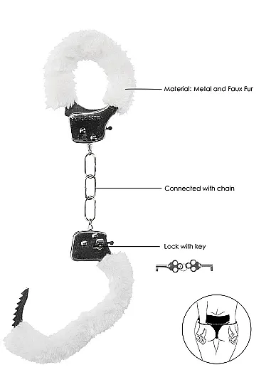 металлические наручники с меховой обивкой pleasure handcuffs furry в 