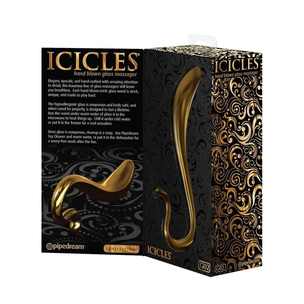 фаллоимитатор pipedream icicles gold edition g02, стеклянный в 