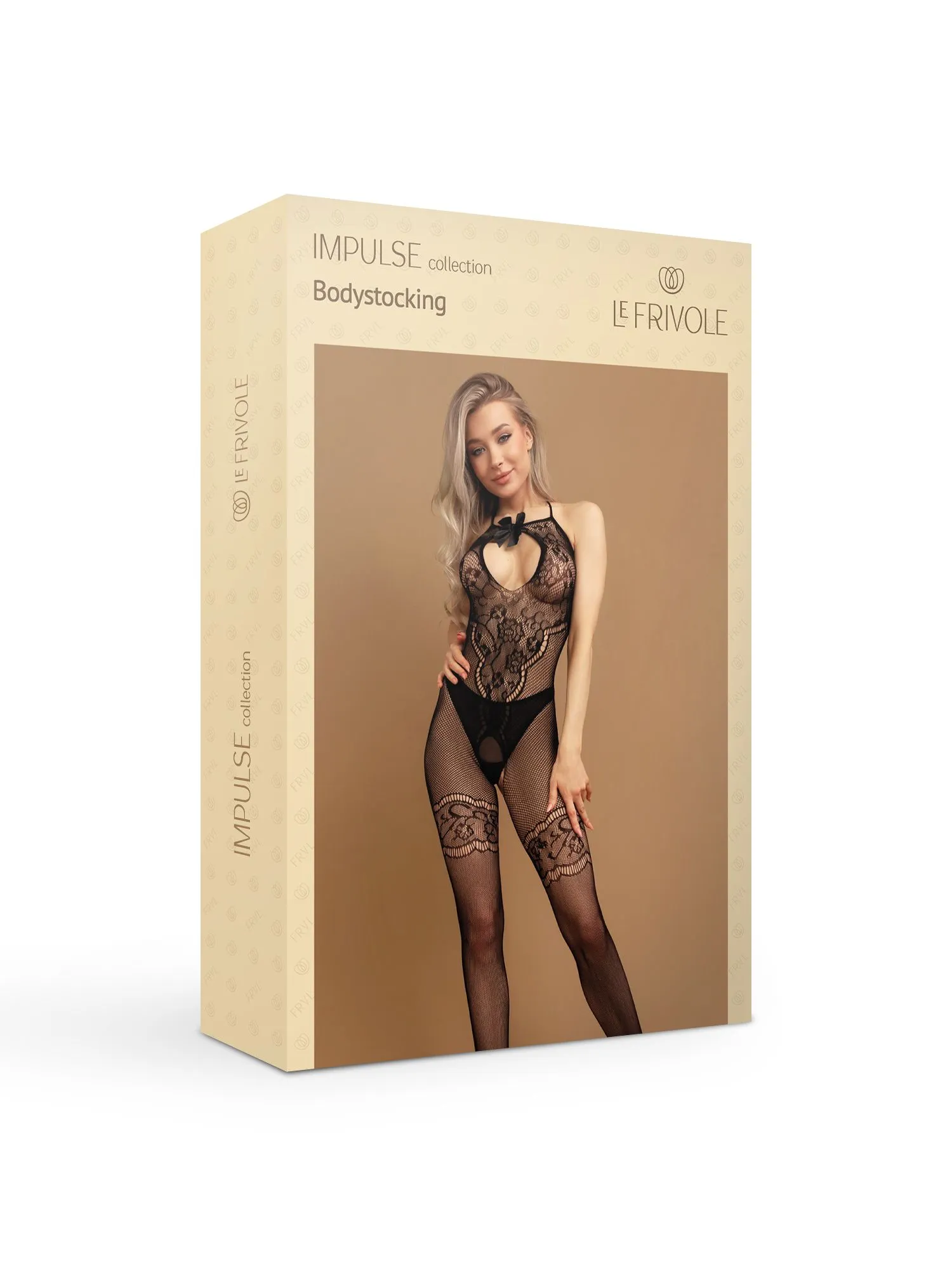 Эротическое черный боди-комбинезон с бантиком и вырезом на груди в 