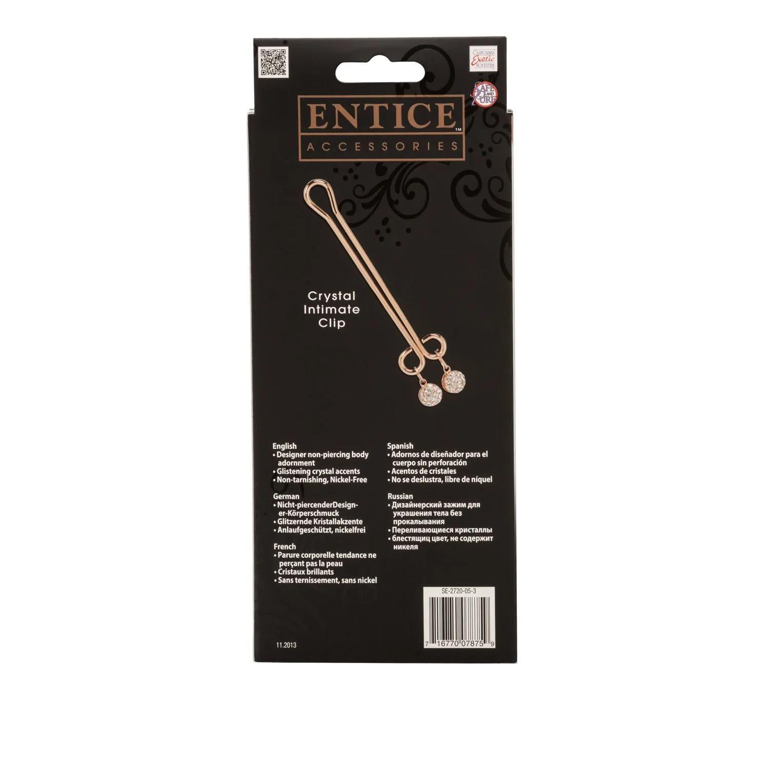 зажим интимный california exotic novelties entice crystal intimate clip, с кристаллами в 