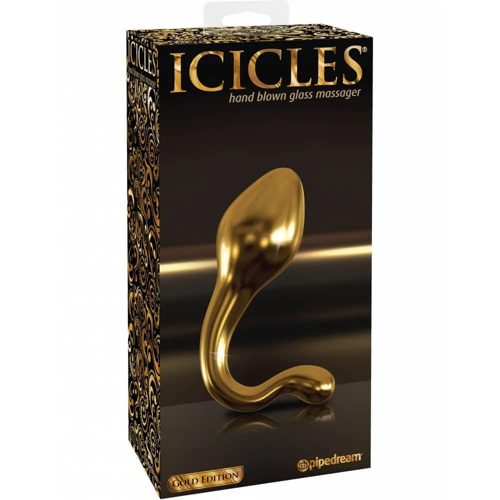 анальная пробка pipedream icicles gold edition g11, стеклянная в 
