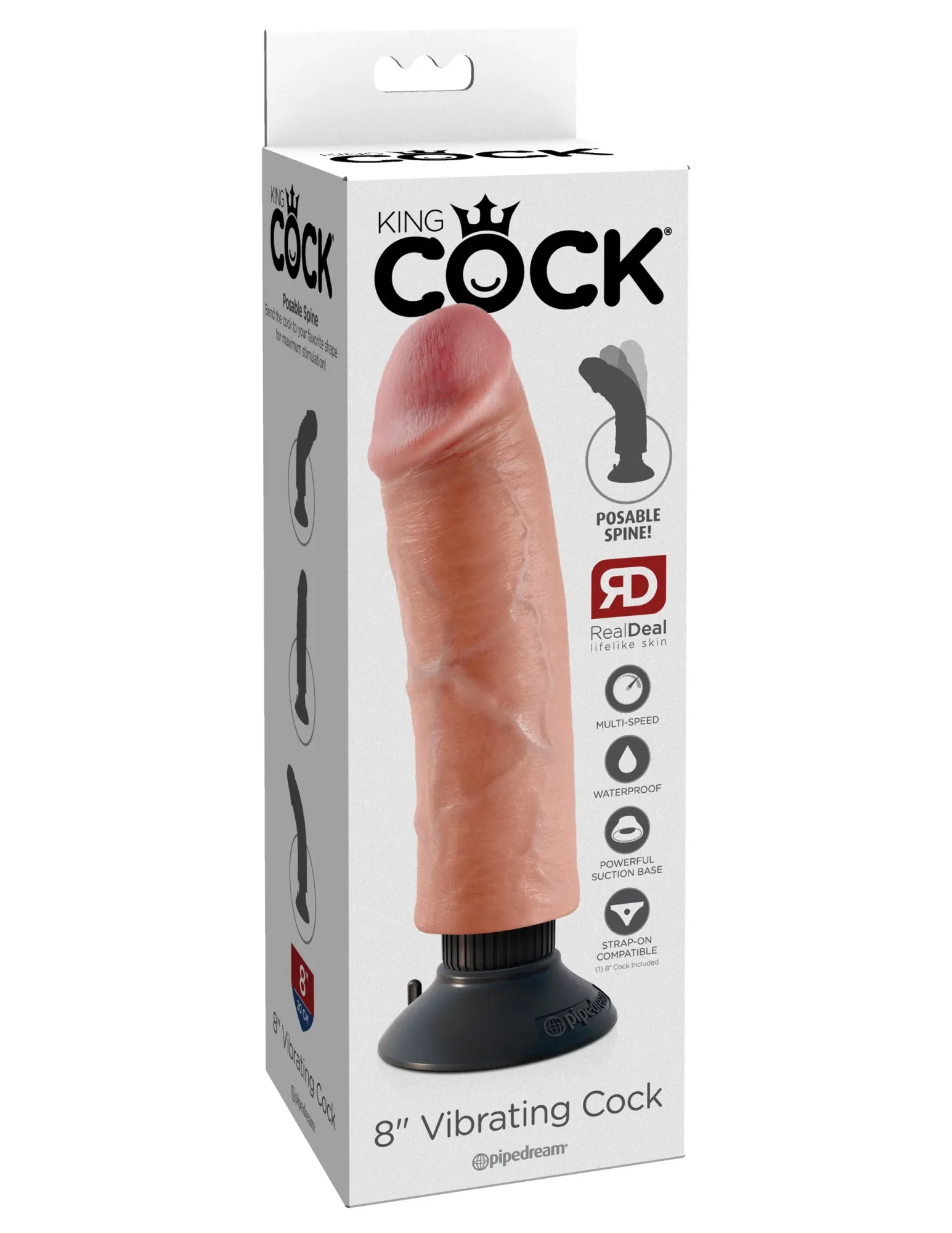 Вибратор King Cock 8" Vibrating Cock - Flesh Pipedream 540321PD