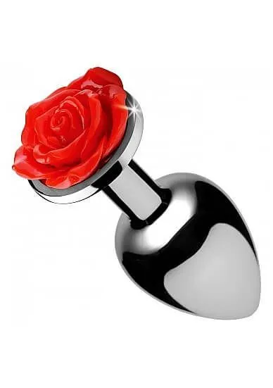 Анальная пробка Red Rose Butt Plug, размер L, красная