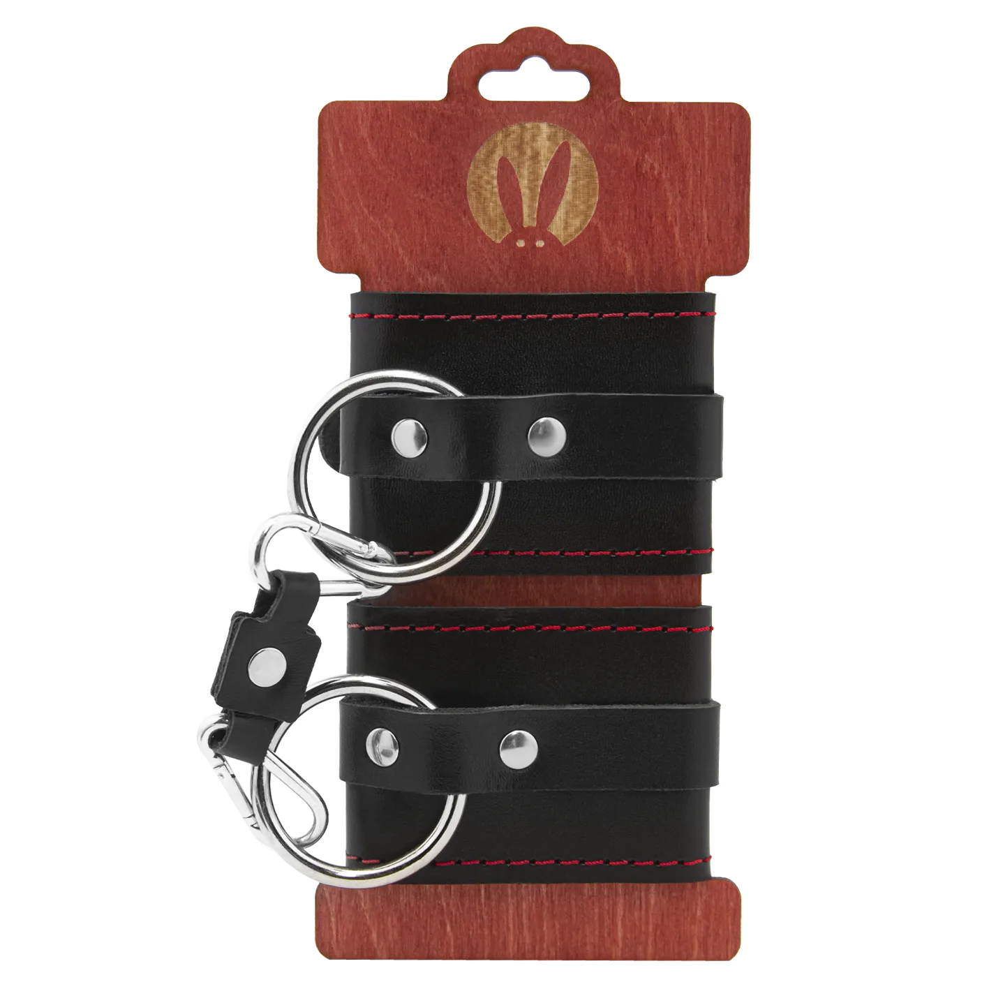 Наручники декоративные PinkRabbit из натуральной кожи, с контрастной строчкой