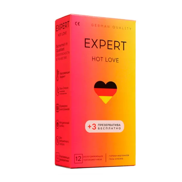 презервативы expert hot love №12 + 3 шт бесплатно, с разогревающим эффектом в 