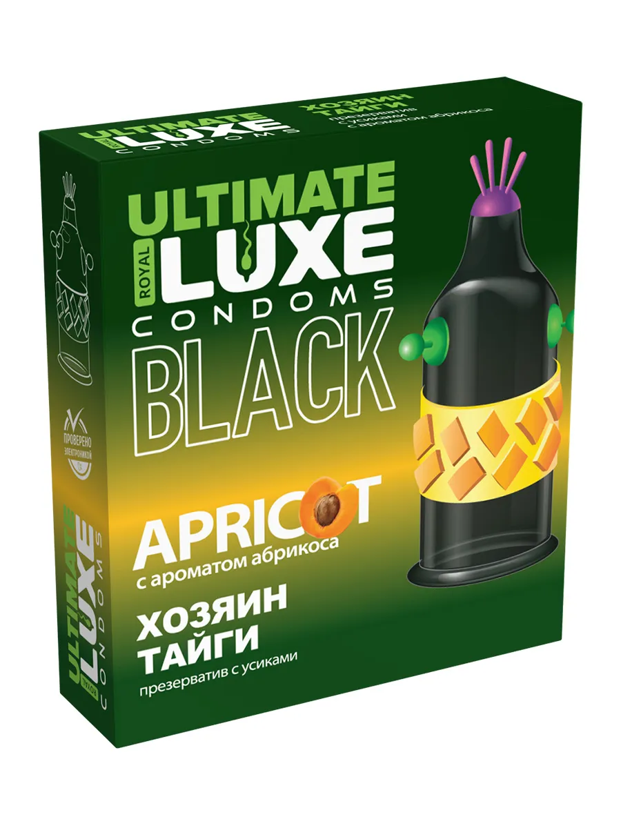 презервативы luxe, black ultimate, «хозяин тайги», абрикос, 18 см, 5,2 см, 1 шт. в 
