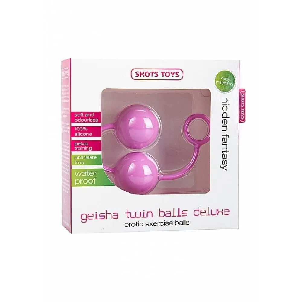 вагинальные шарики shots media geisha twin balls deluxe, розовые в 