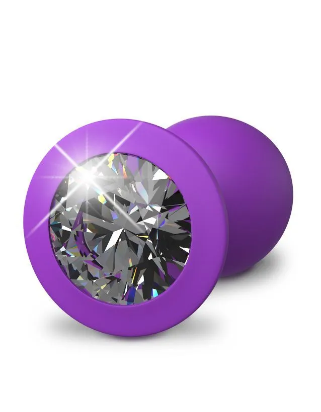 анальная пробка со стразом pipedream her little gem малая, фиолетовая в 