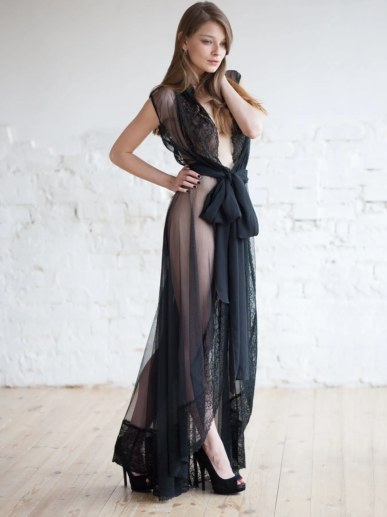 Эротическое халат opium luxury, черный в 