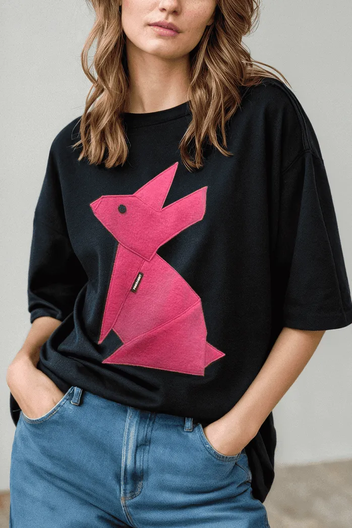 Футболка-блузка из футера ONESIZE, черная