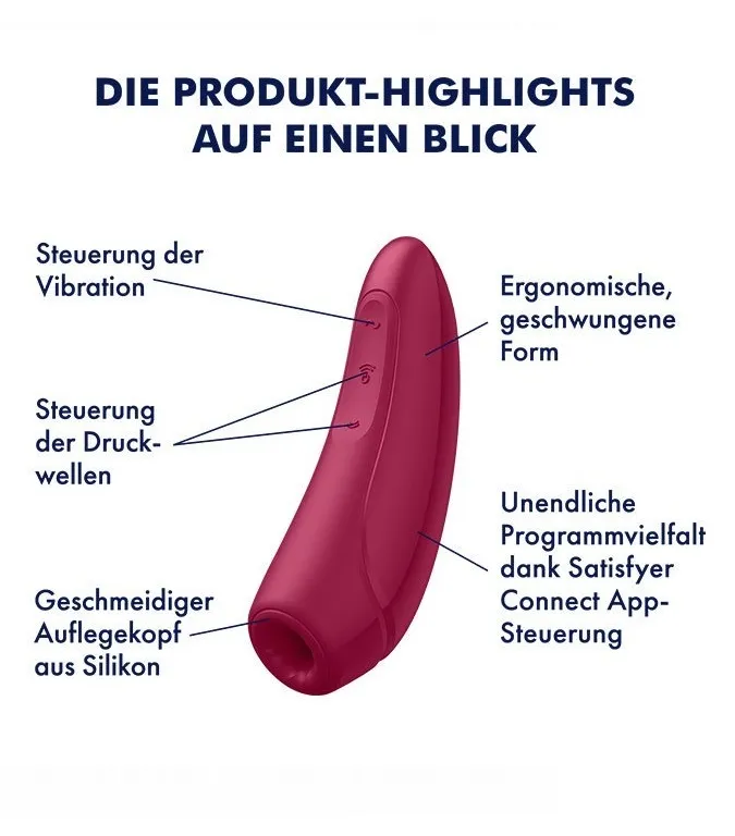 вакуумно-волновой стимулятор satisfyer curvy 1+ с возможностью управления через приложение - красный в 