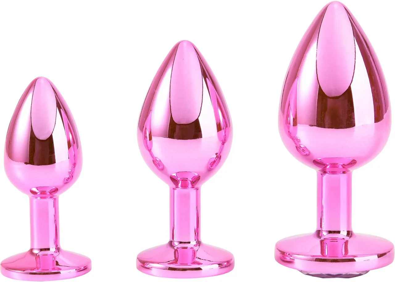 розовая алюминивая анальная пробка small в 
