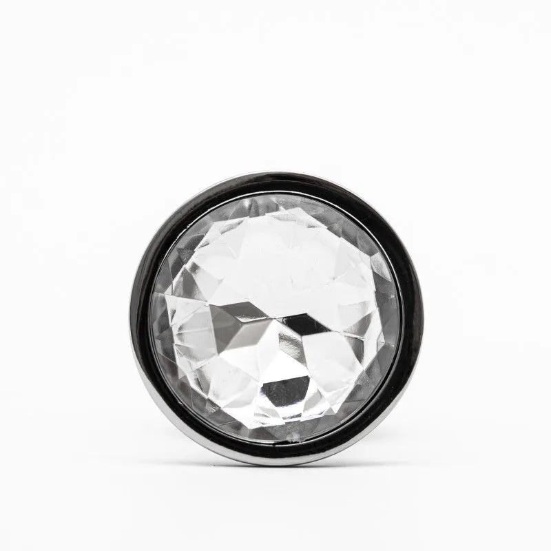 втулка анальная silver с прозрачным кристаллом в 