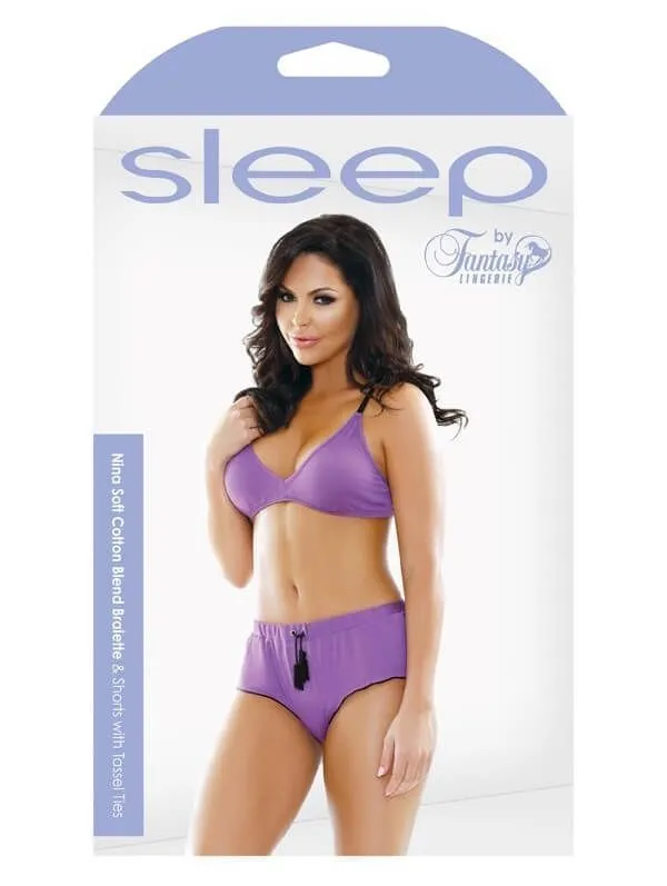 Эротическое комплект белья fantasy lingerie nina bralette & shorts, фиолетовый в 