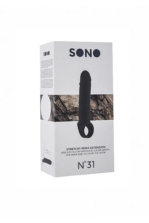увеличивающая насадка на пенис закрытого типа no.31 - stretchy penis extension - black в 