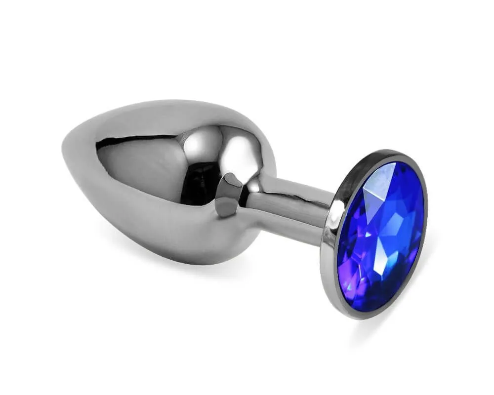анальная пробка lovetoy малая, с синим камнем в 