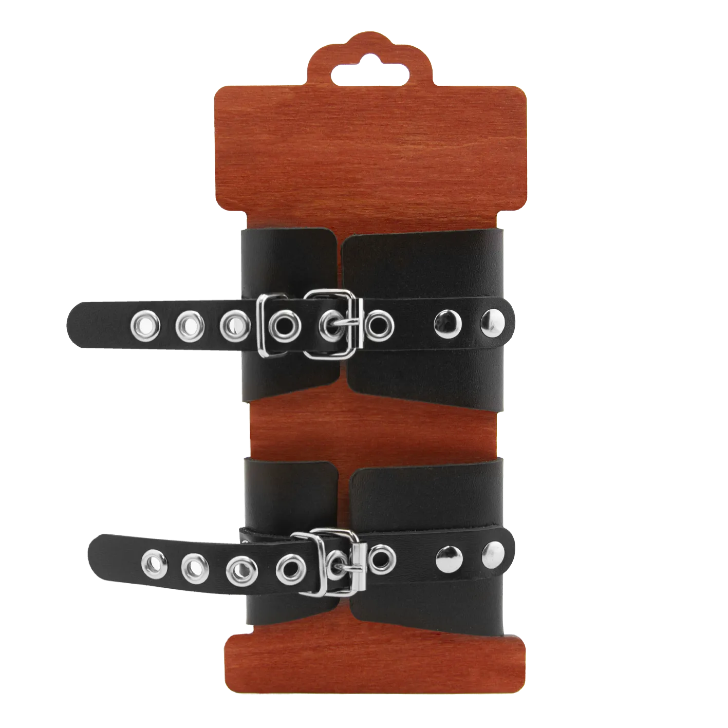 наручники pinkrabbit из черной кожи с белым декором в 