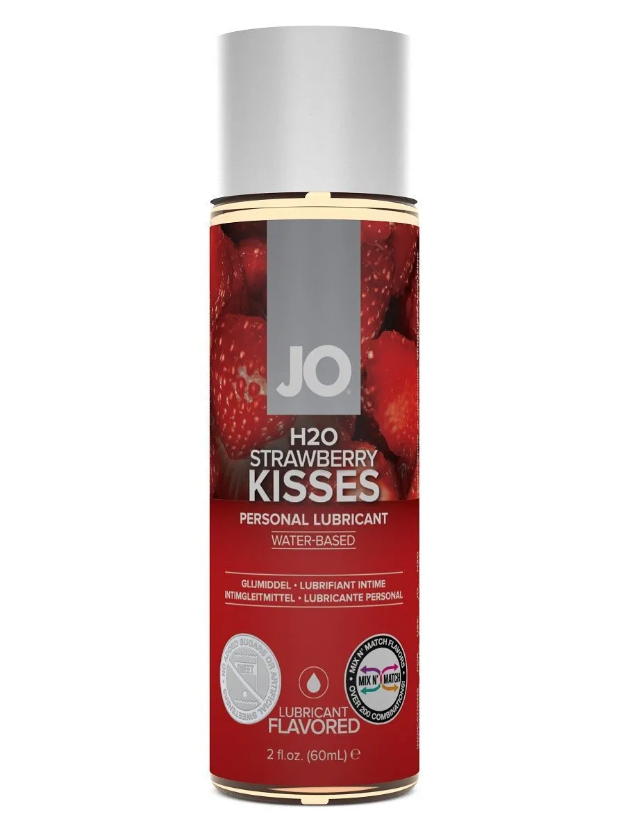 вкусовой лубрикант jo flavored strawberry kiss клубника, 120 мл в 