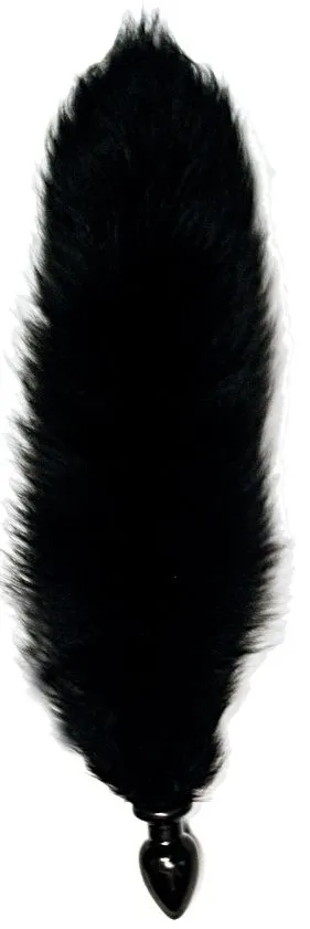 анальная пробка wild lust с черным лисьим хвостом, 3.2 см в 