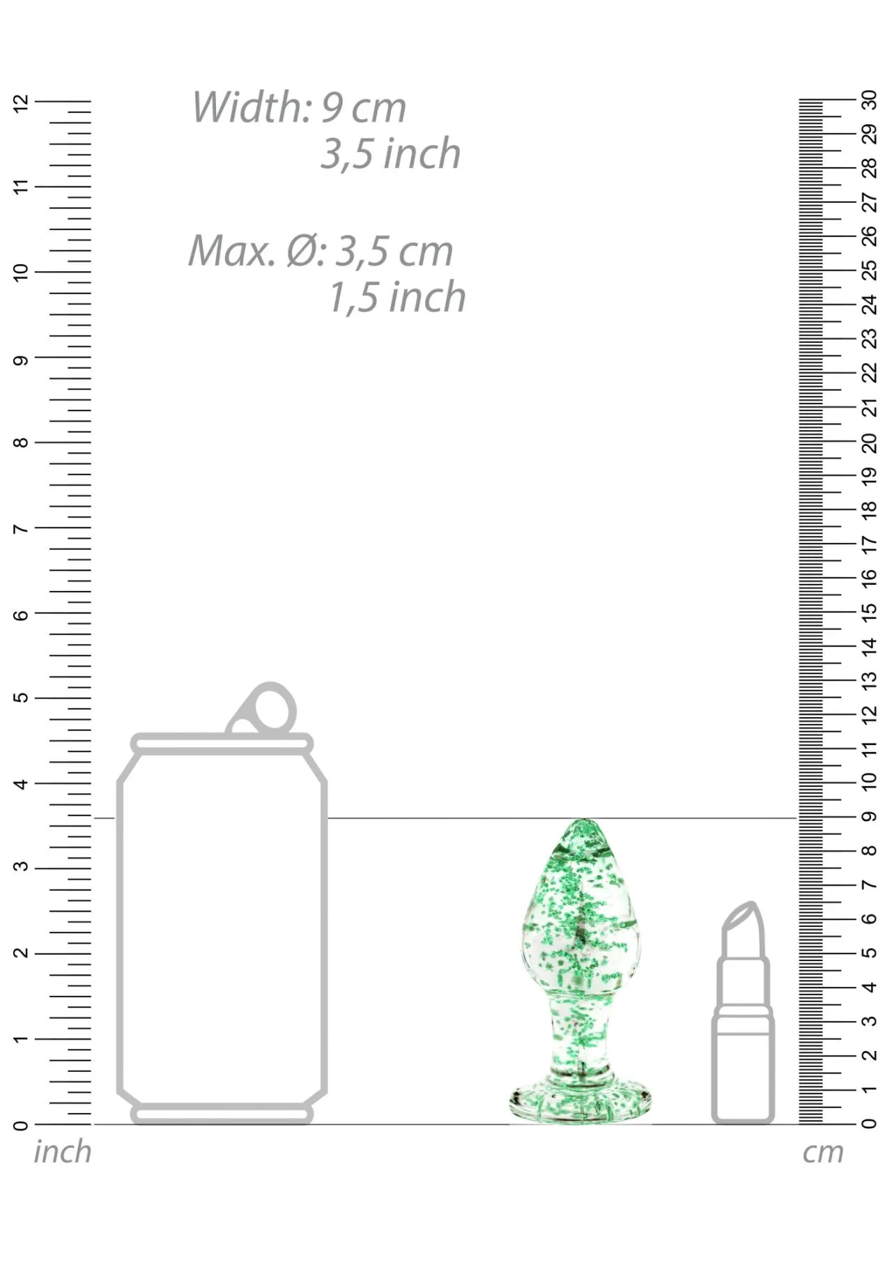 анальная пробка glass butt plug - glow in the dark - large -  clear в 