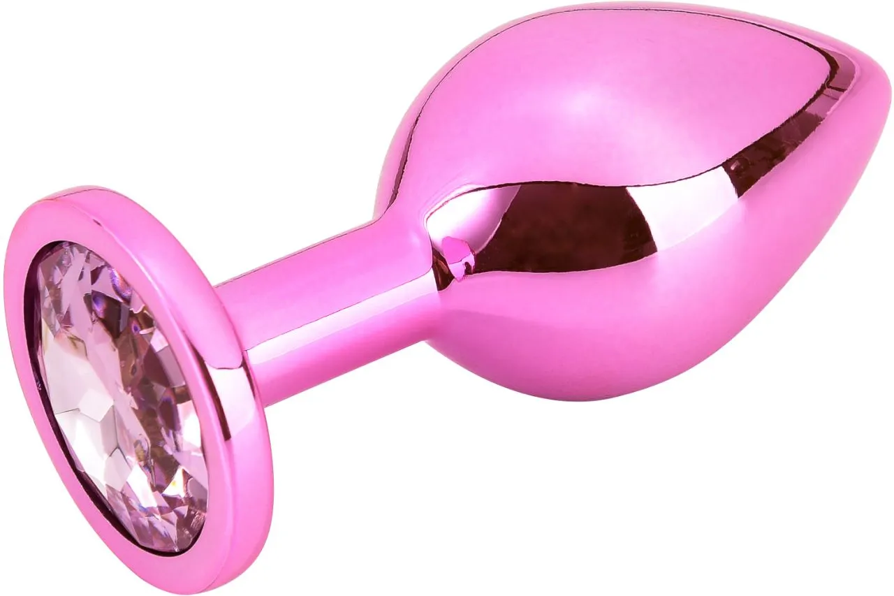 розовая алюминивая анальная пробка medium в 