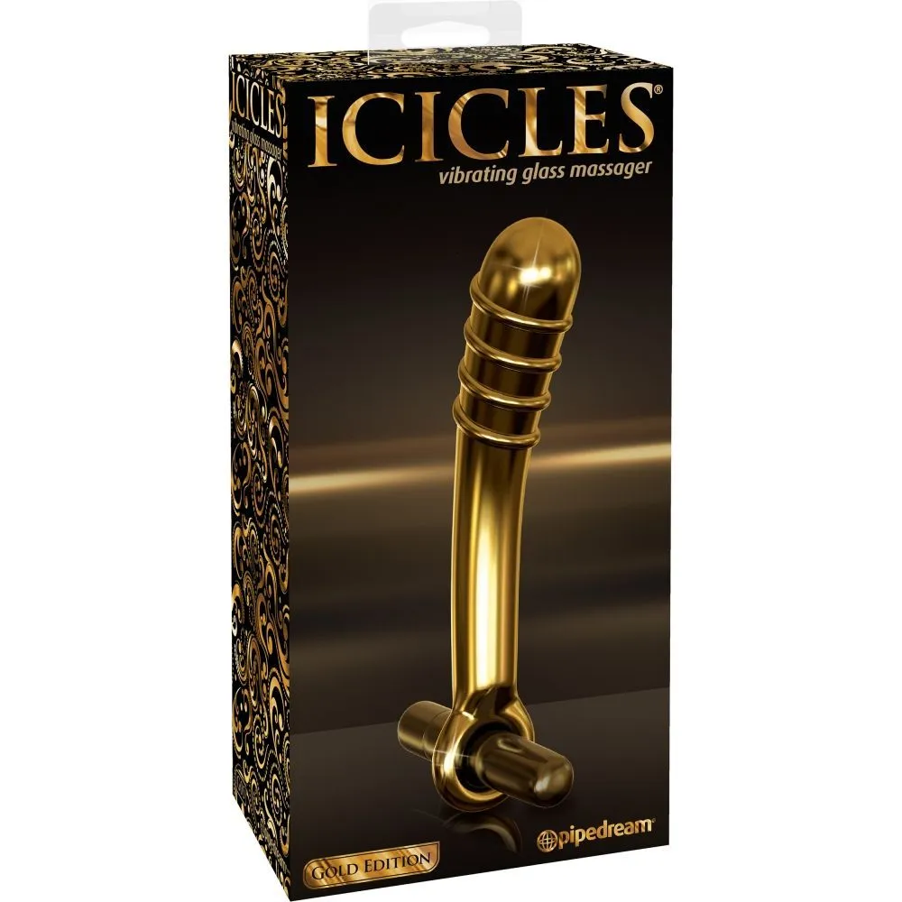 вибратор загнутый pipedream icicles gold edition g05, стеклянный в 